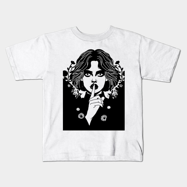 Mysterious girl Kids T-Shirt by CraftyDesign66